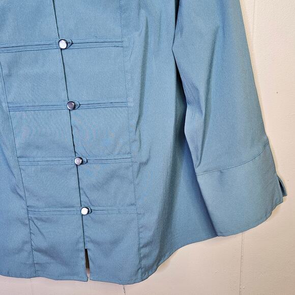 🦃 Dressbarn Plus Size Blue Career Wear Button Up Blouse Top Size 14/16 Capsule - Picture 3 of 9
